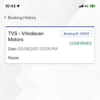 service booking via tvs connect app